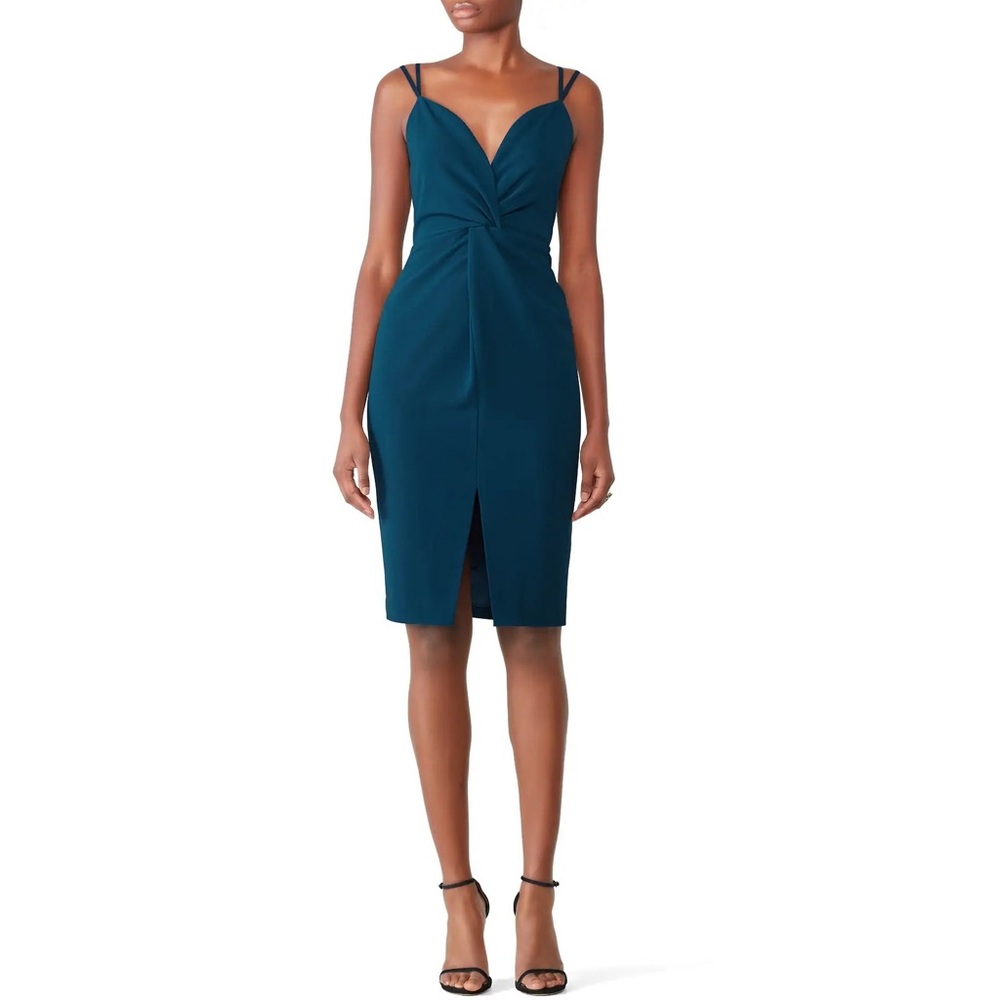 Parker Black ‘Meeka’ Strappy Formal Sheath Dress in Teal Size 12